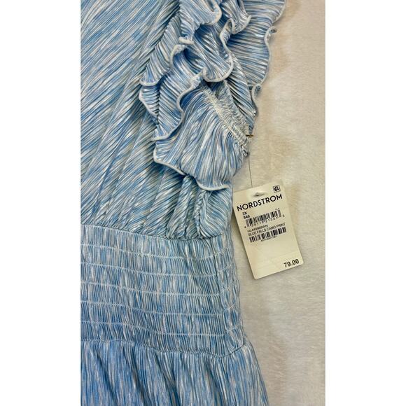 Chelsea28 Flutter Sleeve Plisse Midi Plus Dress 3X Blue Falls Camo Nordstrom - Picture 4 of 8